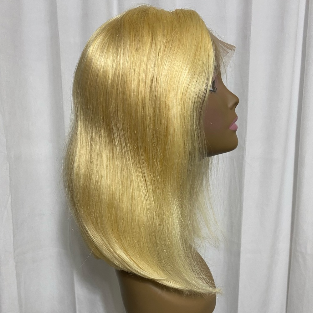 16 Inch Blonde 613 13x4 Lace Front Wig Human Hair Straight Pre-Plucked Med/Large